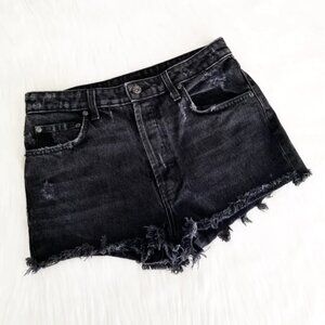 LF Carmar Dark Gray Distressed Grunge Style High Waisted Denim Jean Shorts